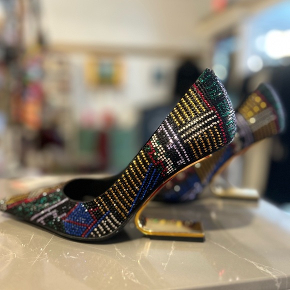 Elegant Multicolor embellished Crystal Stiletto Heels - Picture 5 of 13